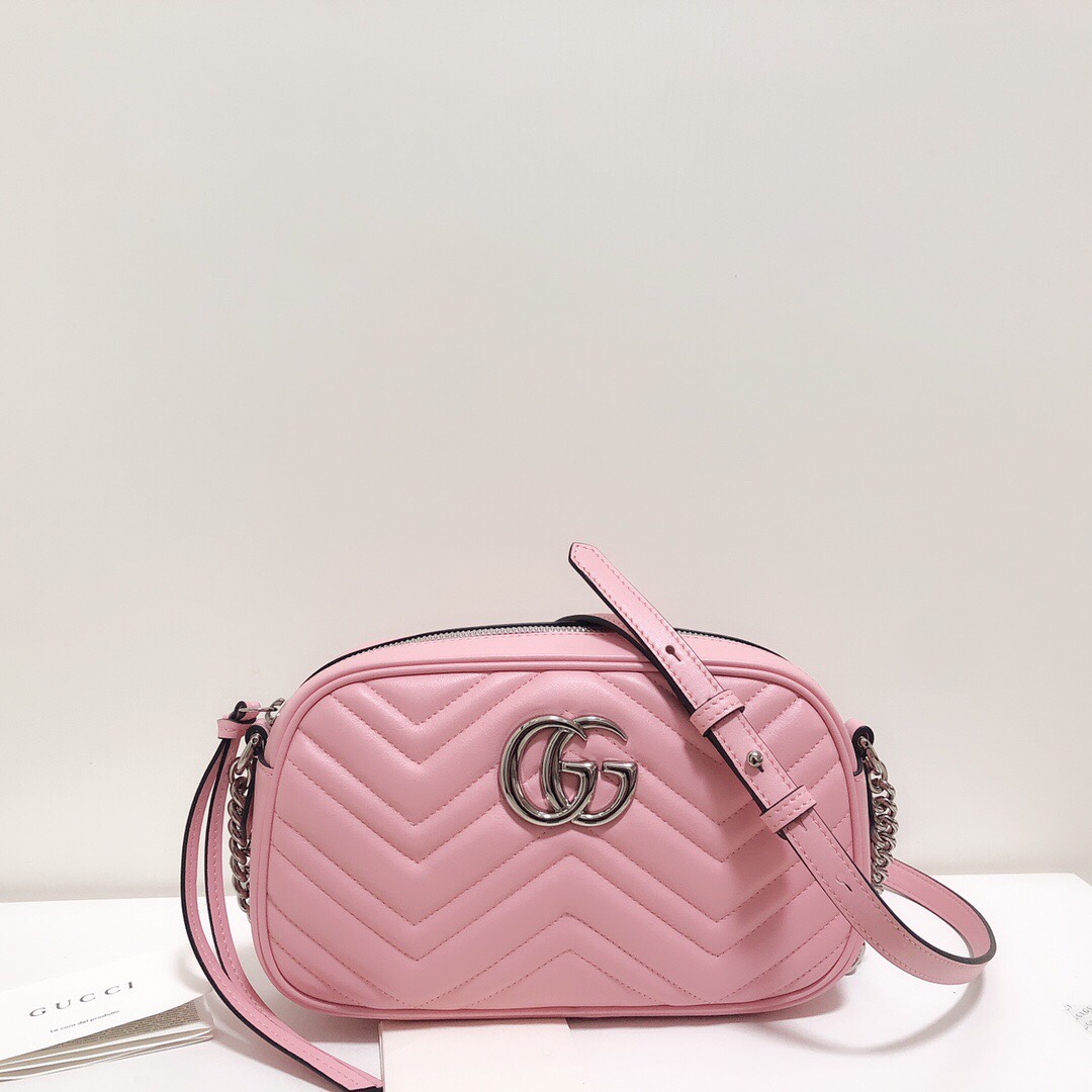 Gucci GG Marmont Small Matelasse Shoulder Bag 447632 Pink